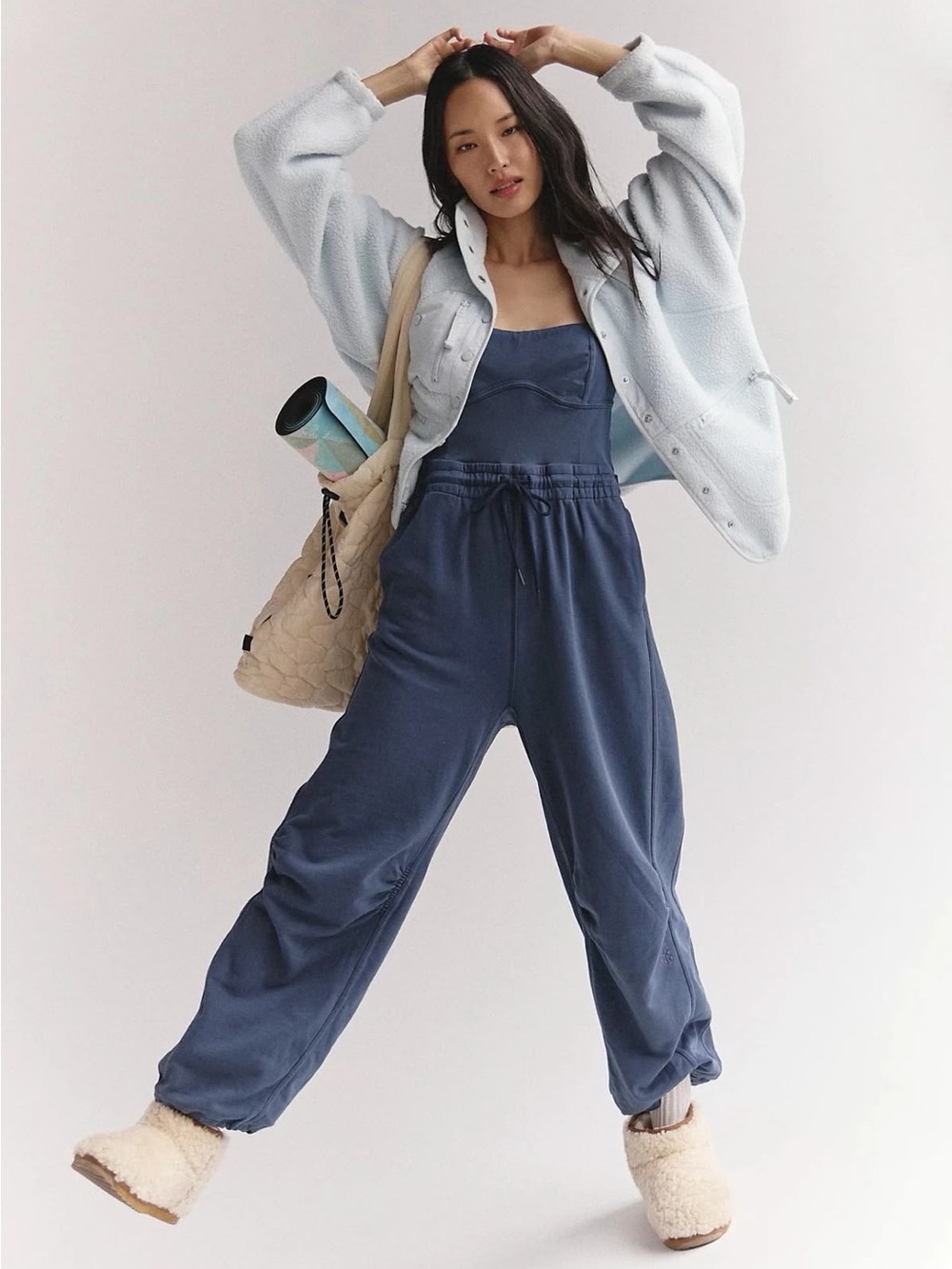FP Movement by Free People Wide-Leg Drawstring Onesie Midnight Blue